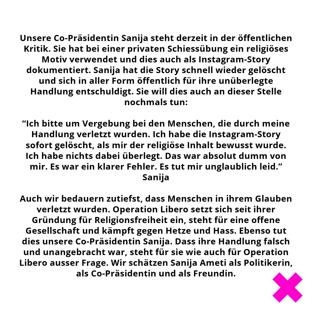 Statement von Operation Libero