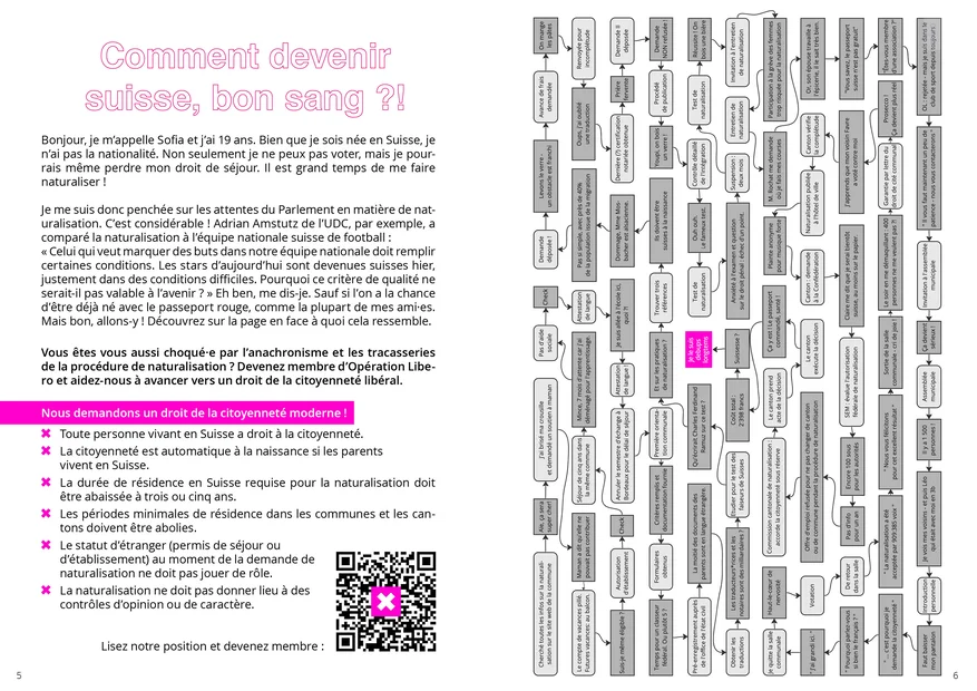 La brochure explicative (rose) d’Opération Libero