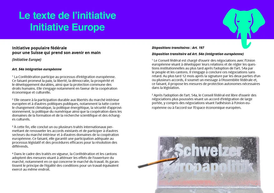 La brochure explicative (rose) d’Opération Libero