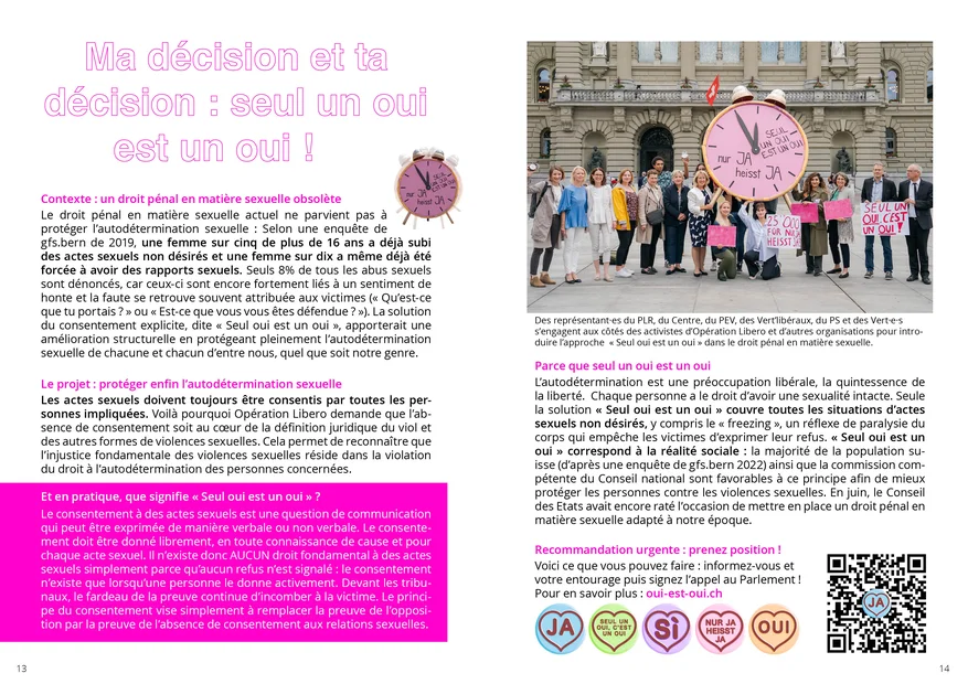 La brochure explicative (rose) d’Opération Libero