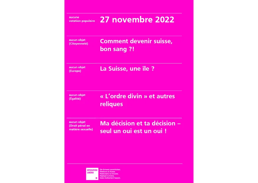 La brochure explicative (rose) d’Opération Libero