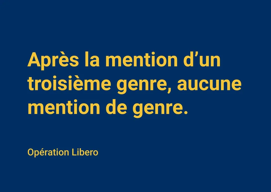 Après la mention d'un troisième genre, aucune mention de genre